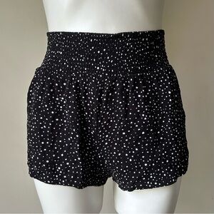 Ditsy Dots High Waisted Flowy Shorts, Black/White S